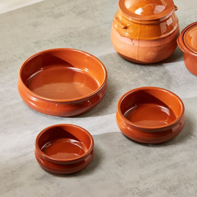 صحن شوربة فخار عميق 16 سم صناعة اسبانيا بني آرت ريجال Arte Regal Brown Clay Belly Cooking Bowl