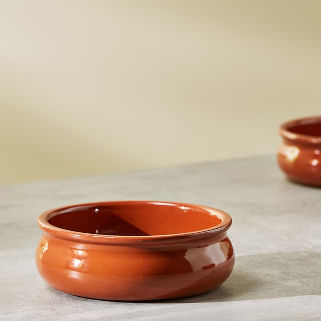 صحن شوربة فخار عميق 16 سم صناعة اسبانيا بني آرت ريجال Arte Regal Brown Clay Belly Cooking Bowl