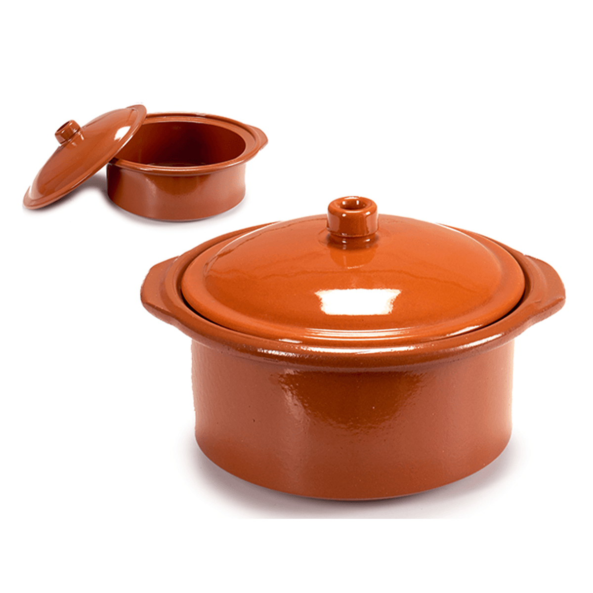 قدر طبخ فخار مع غطاء 1.5 لتر صناعة اسبانيا بني آرت ريجال Arte Regal Brown Clay Cooking Pot