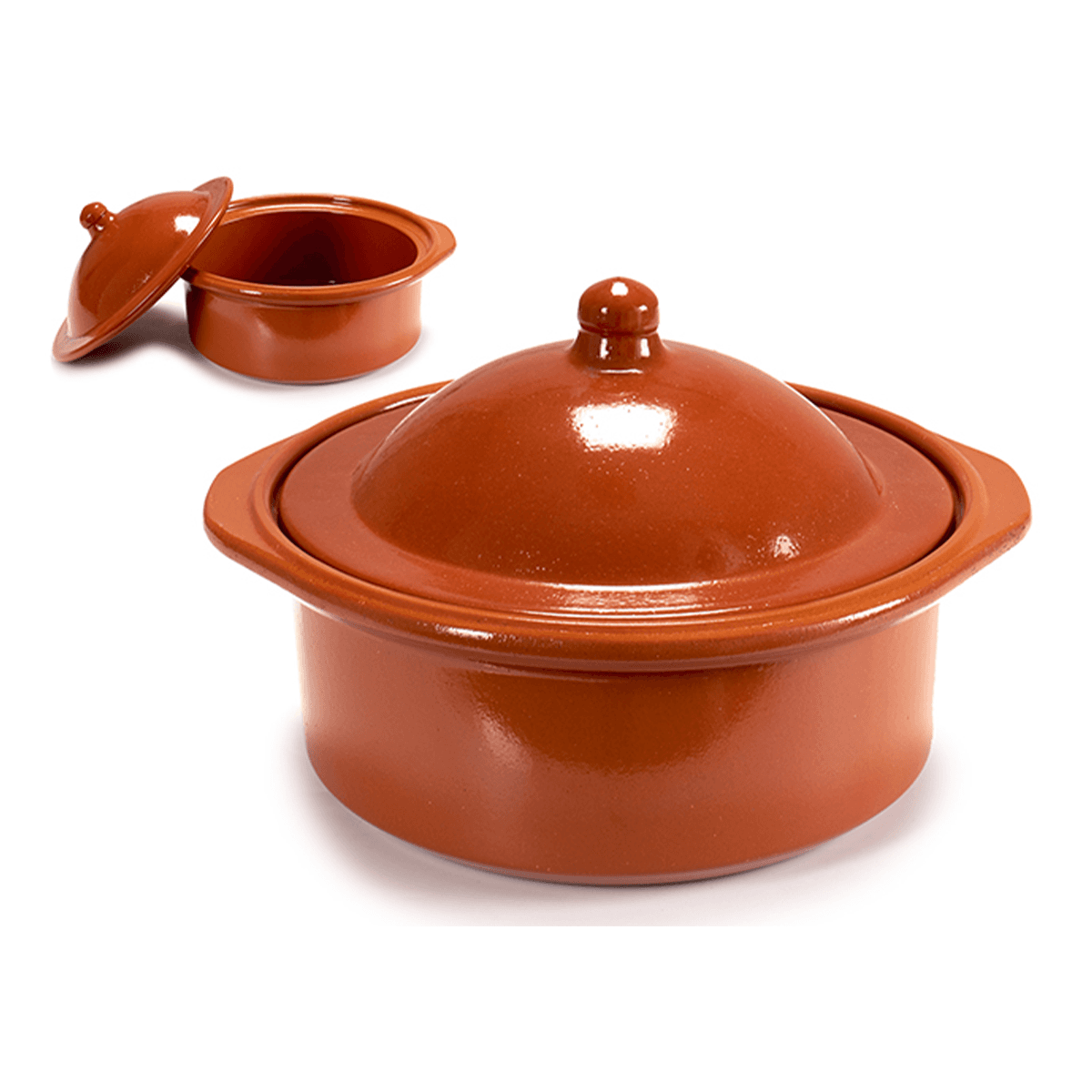 قدر طبخ فخار مع غطاء 2.5 لتر صناعة اسبانيا بني آرت ريجال Arte Regal Brown Clay Cooking Pot