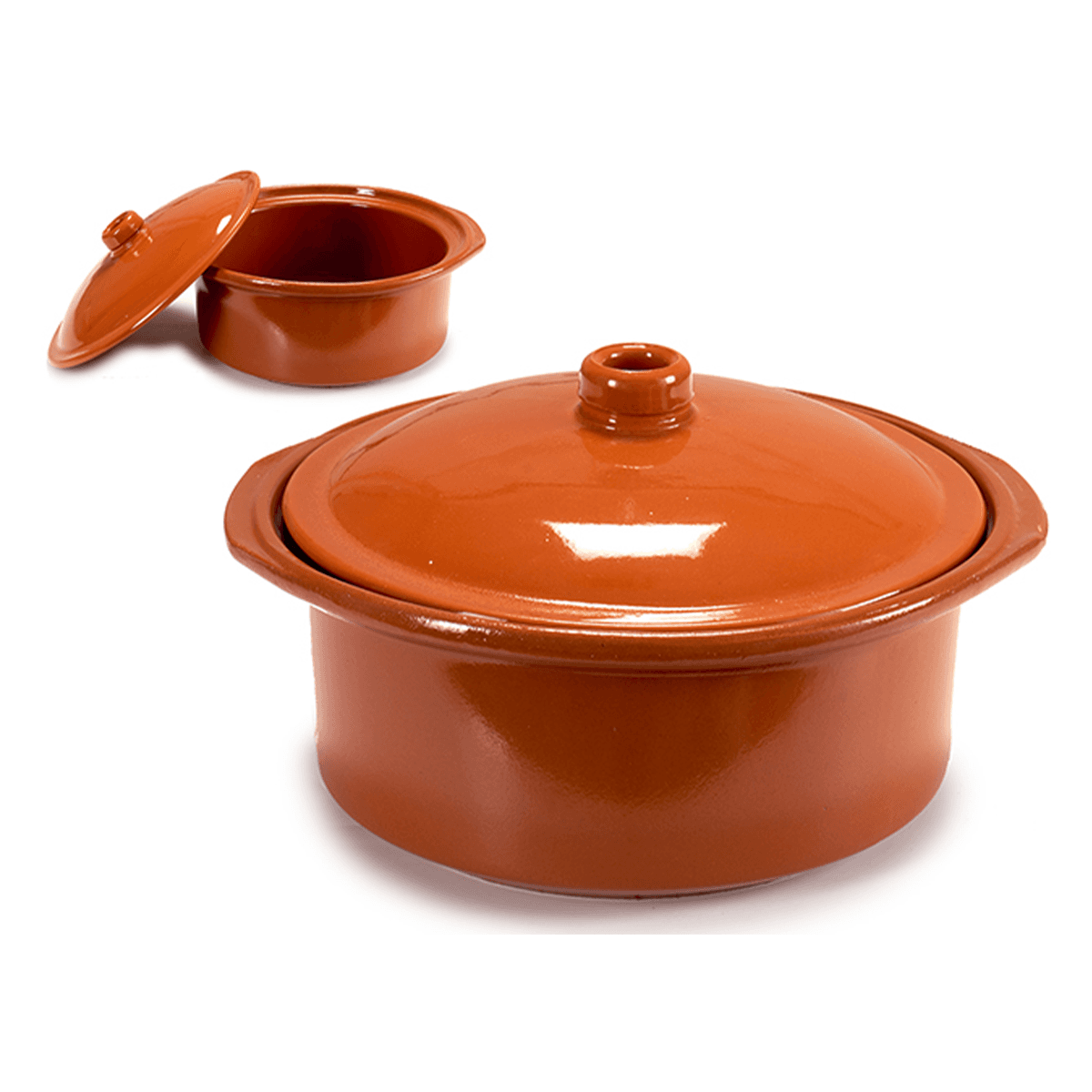 قدر طبخ فخار مع غطاء 3.5 لتر صناعة اسبانيا بني آرت ريجال Arte Regal Brown Clay Cooking Pot