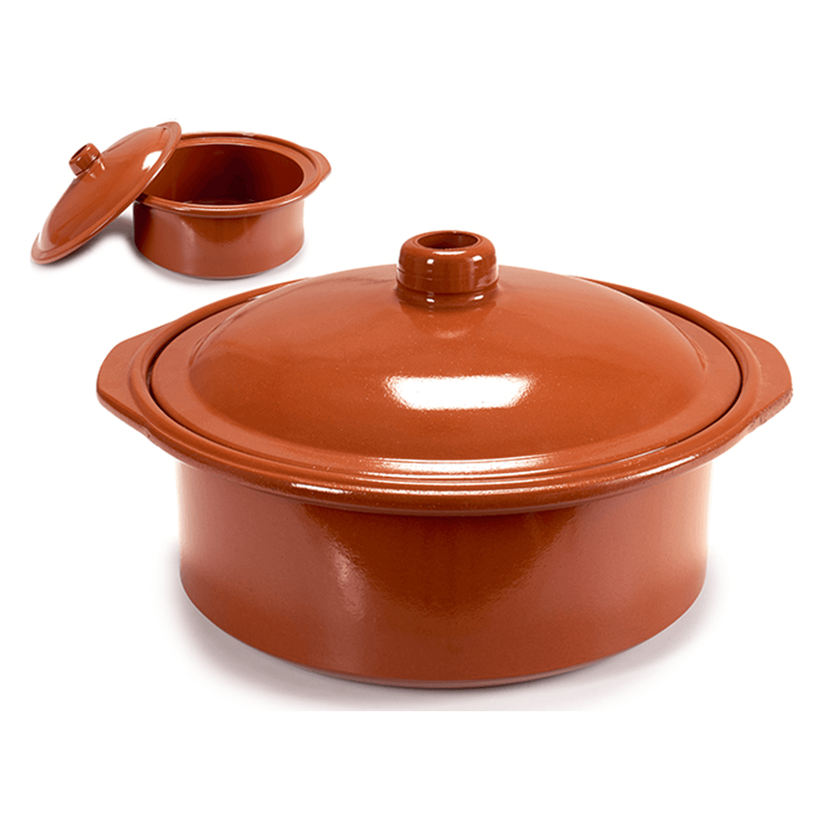 قدر طبخ فخار مع غطاء 4.5 لتر صناعة اسبانيا بني آرت ريجال Arte Regal Brown Clay Cooking Pot