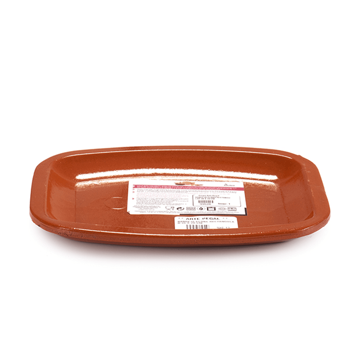 صحن مستطيل مسطح فخار 26 سم صناعة اسبانيا بني آرت ريجال Arte Regal Brown Clay Flat Rectangular Plate