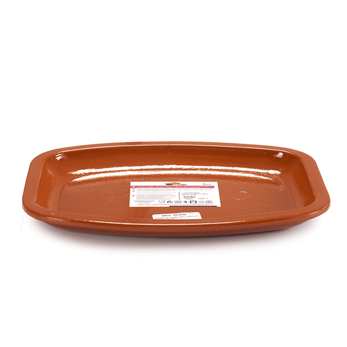 صحن مستطيل كبير مسطح فخار 30 سم صناعة اسبانيا بني آرت ريجال Arte Regal Brown Clay Flat Rectangular Plate