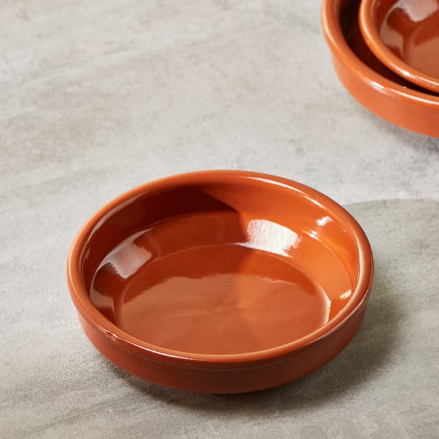 صحن فخار دائري عميق 12 سم صناعة اسبانيا بني آرت ريجال Arte Regal Brown Clay Round Deep Plate