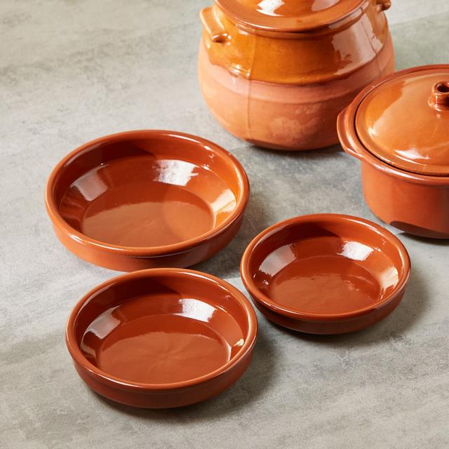 صحن فخار دائري عميق 12 سم صناعة اسبانيا بني آرت ريجال Arte Regal Brown Clay Round Deep Plate