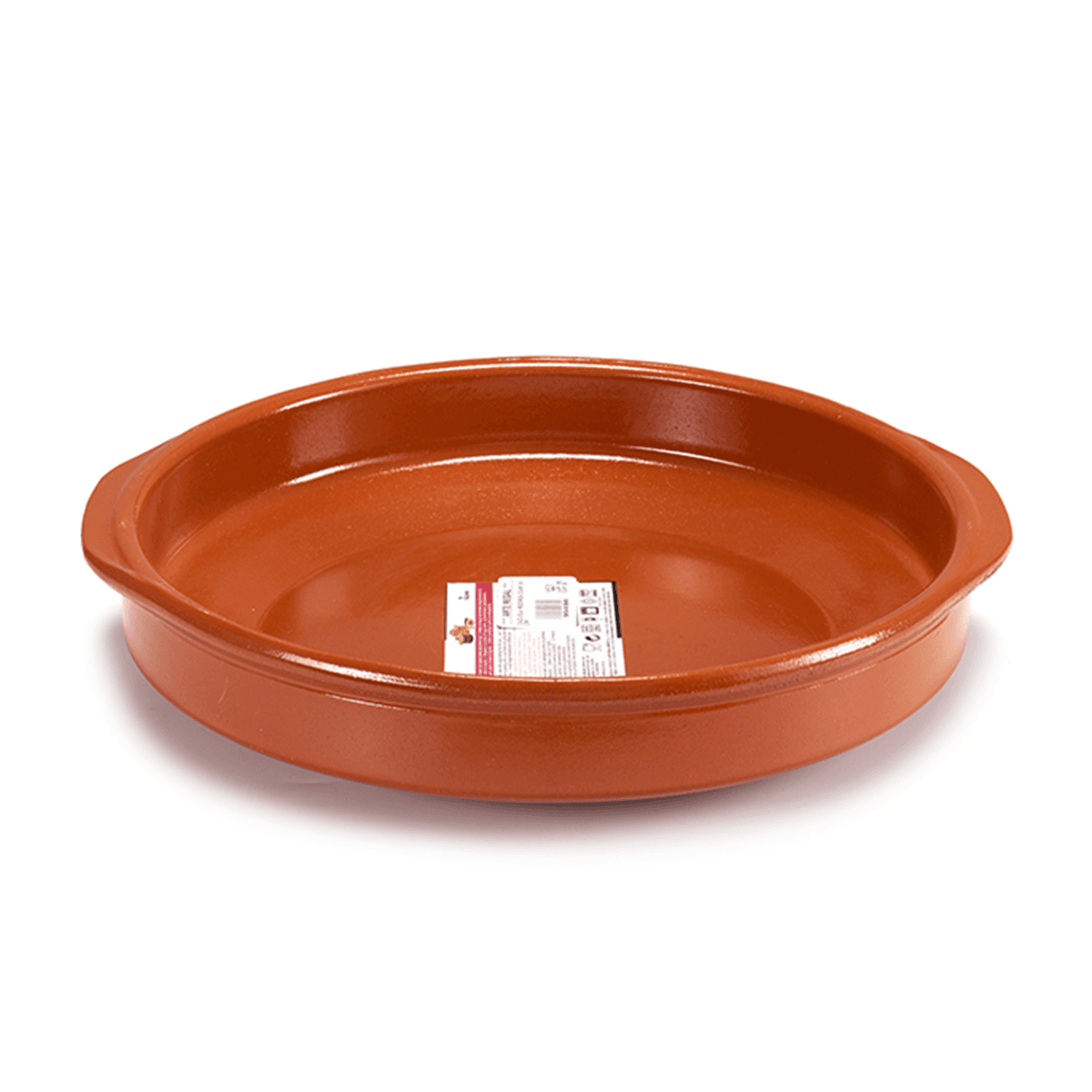 صحن فخار دائري تيراكوتا عميق لون بني مع مقابض 36 سم صناعة اسبانيا من آرت ريجال Arte Regal Brown Clay Round Deep Plate with Handle