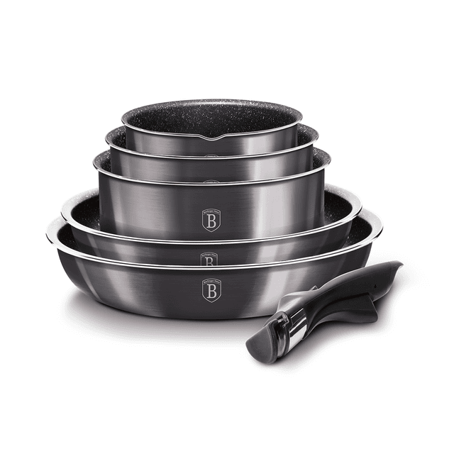 طقم اواني مطبخ 12 قطعة المنيوم صناعة المجر رمادي بيرلينجر هاوس Berlinger Haus 12 Pieces Cookware Set Metallic Line Carbon Pro Collection Forged - SW1hZ2U6MTg0MzgzMg==