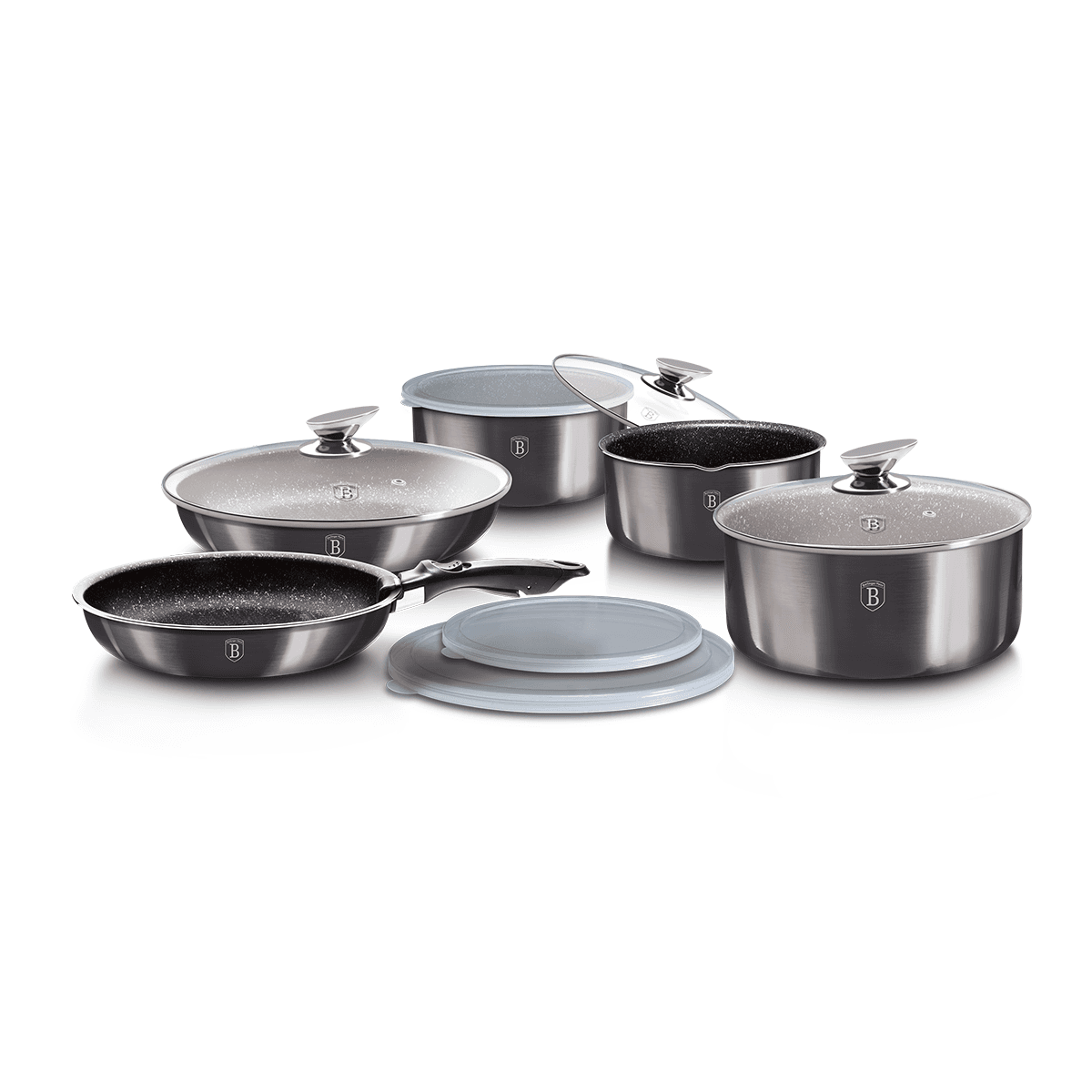 Berlinger Haus 12 Pieces Cookware Set Metallic Line Carbon Pro Collection Grey Forged Aluminium