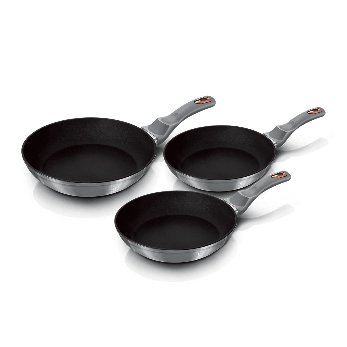 طقم مقلاة المنيوم 3 قطع مقاس 20 / 24 / 28 سم صناعة المجر رمادي بيرلينجر هاوس Berlinger Haus 3 Piece Frypan Set Moonlight Collection Forged