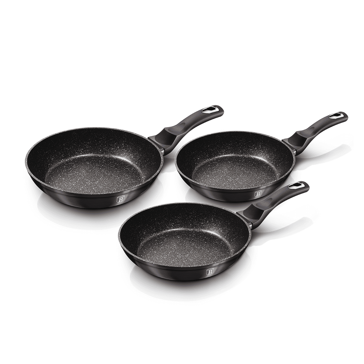 طقم مقلاة المنيوم 3 قطع مقاس 20 / 24 / 28 سم صناعة المجر رمادي بيرلينجر هاوس Berlinger Haus 3 Pieces Round Frypan Set Metallic Line Carbon Pro Collection Forged