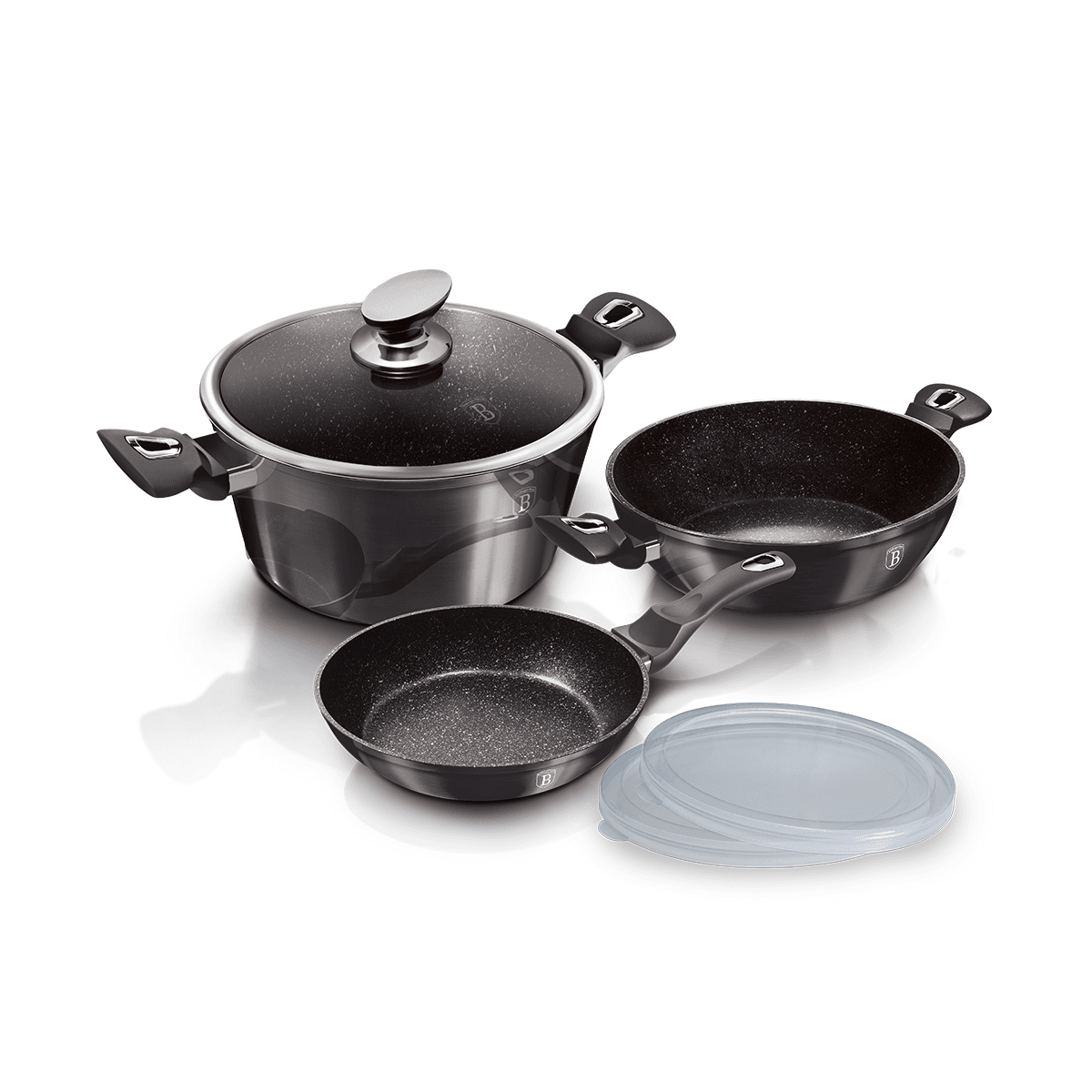 طقم اواني مطبخ 6 قطع المنيوم صناعة المجر رمادي بيرلينجر هاوس Berlinger Haus 6 Pieces Cookware Set Metallic Line Carbon Pro Collection Forged