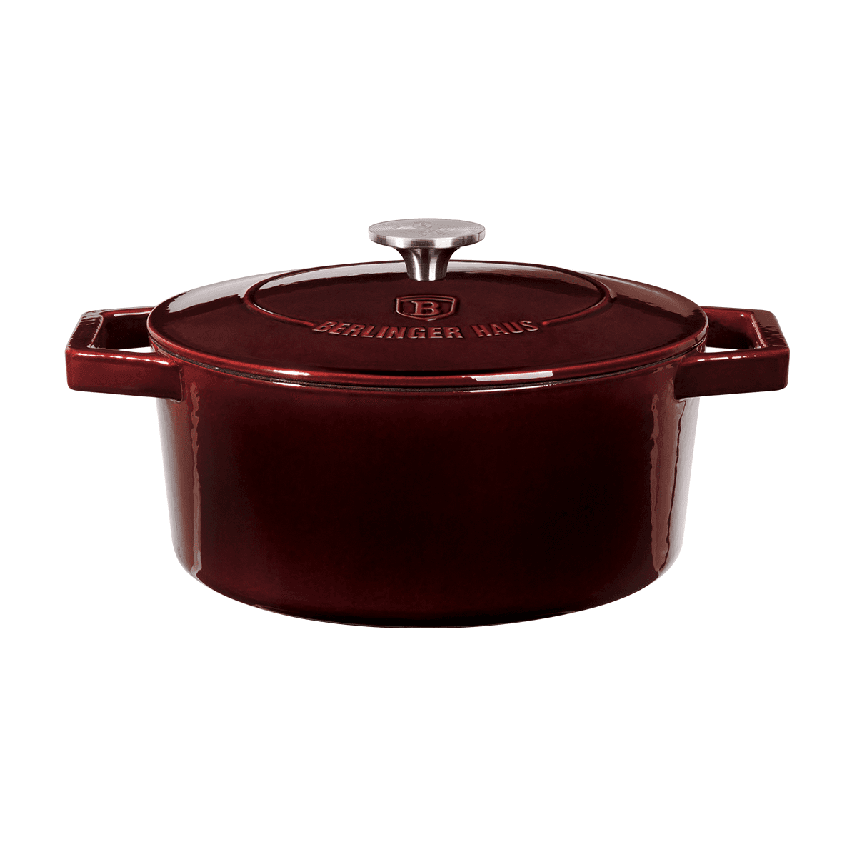 قدر طبخ حديد مقاس 20 سم 2.75 لتر صناعة المجر أحمر بيرلينجر هاوس Berlinger Haus Burgundy Cast Iron Casserole Cast Iron