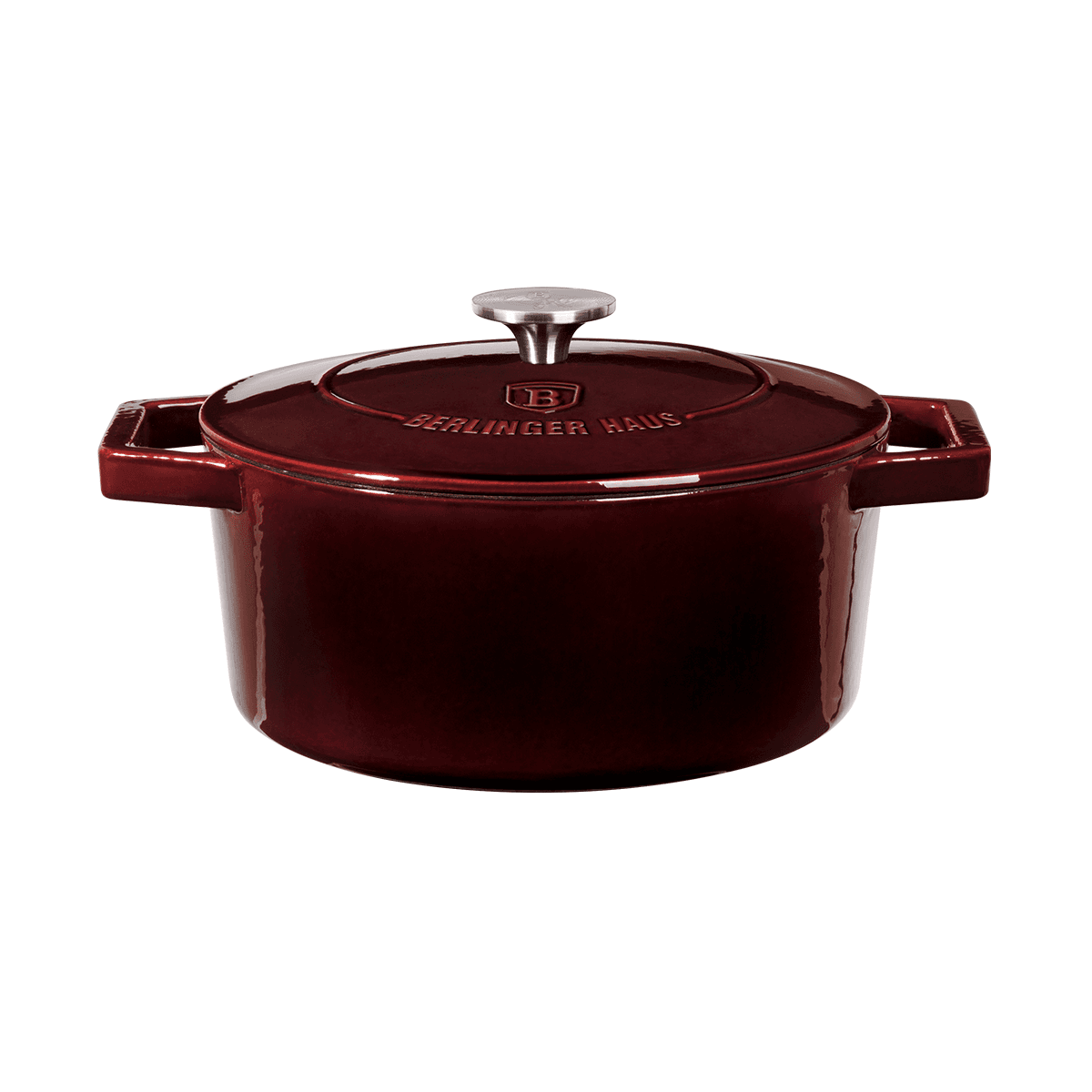 قدر طبخ حديد مقاس 24 سم 4.35 لتر صناعة المجر أحمر بيرلينجر هاوس Berlinger Haus Burgundy Cast Iron Casserole Cast Iron