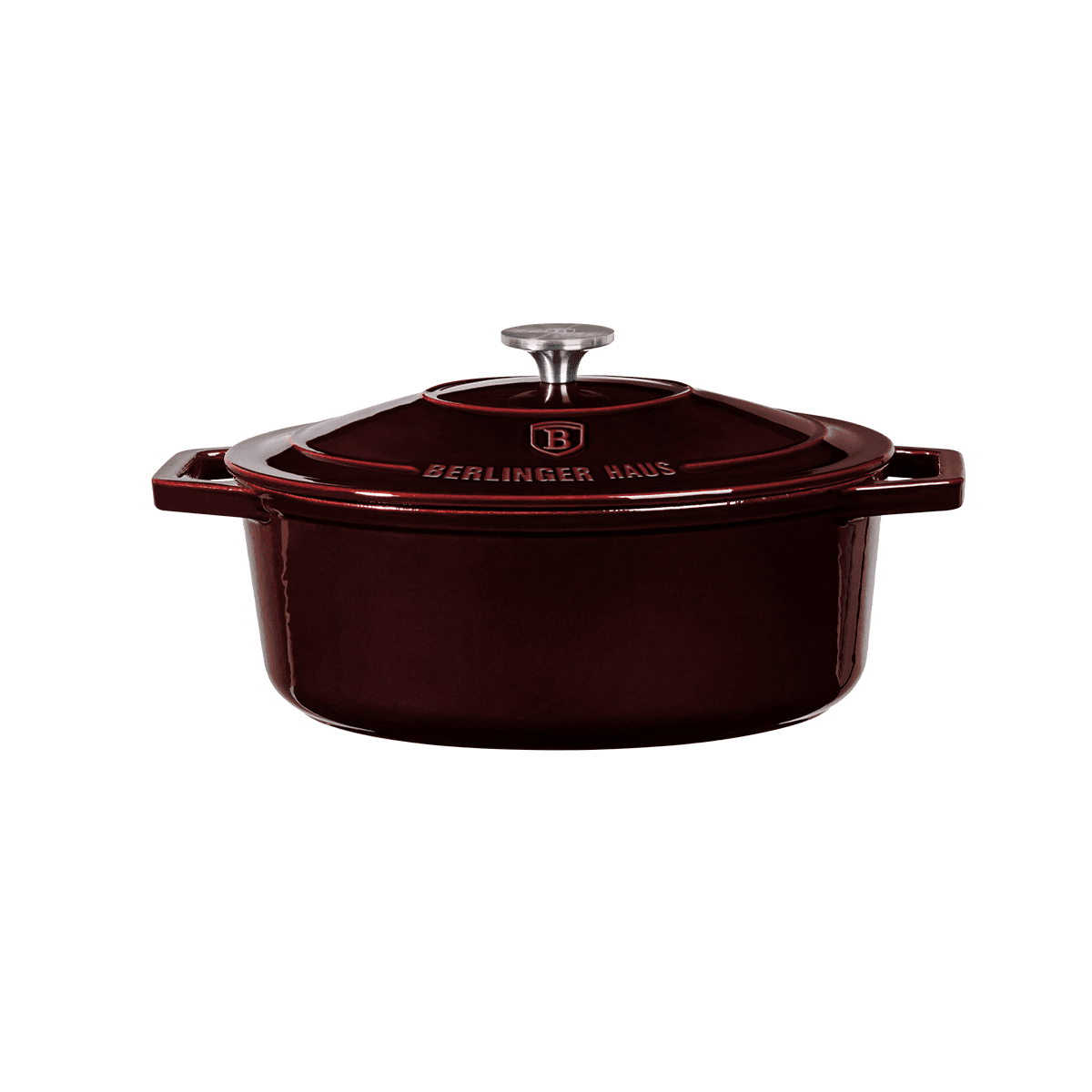 قدر طبخ حديد مقاس 30 سم 4.65 لتر صناعة المجر أحمر بيرلينجر هاوس Berlinger Haus Burgundy Cast Iron Oval Roaster Cast Iron