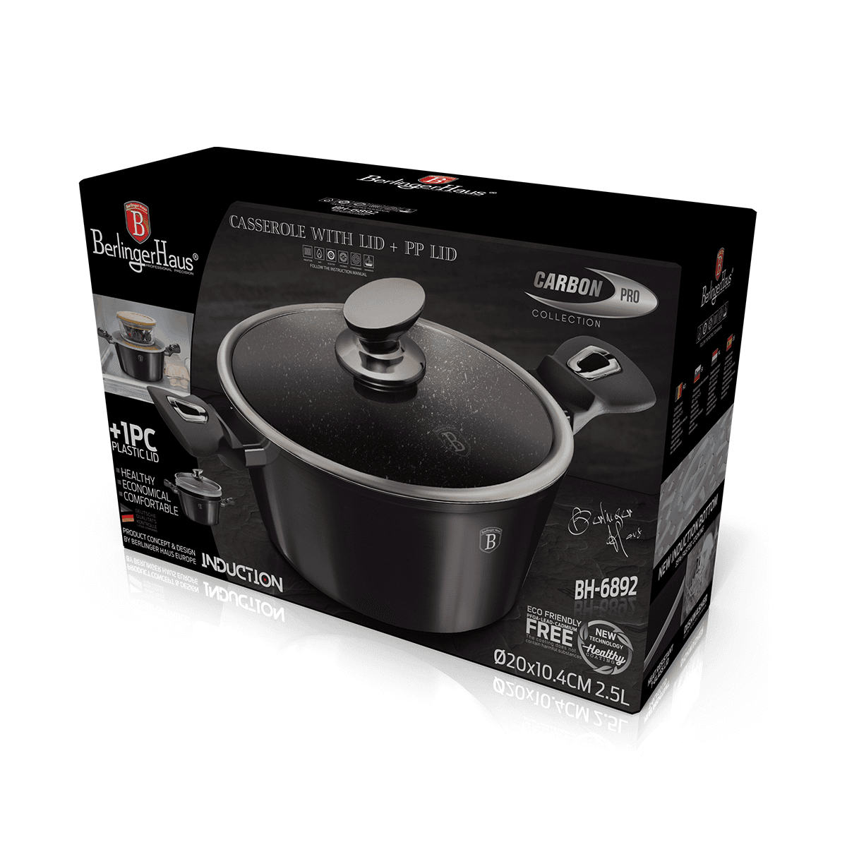 Berlinger Haus Casserole with Lid 28 cm Metallic Line Carbon Pro Collection Grey Forged Aluminium