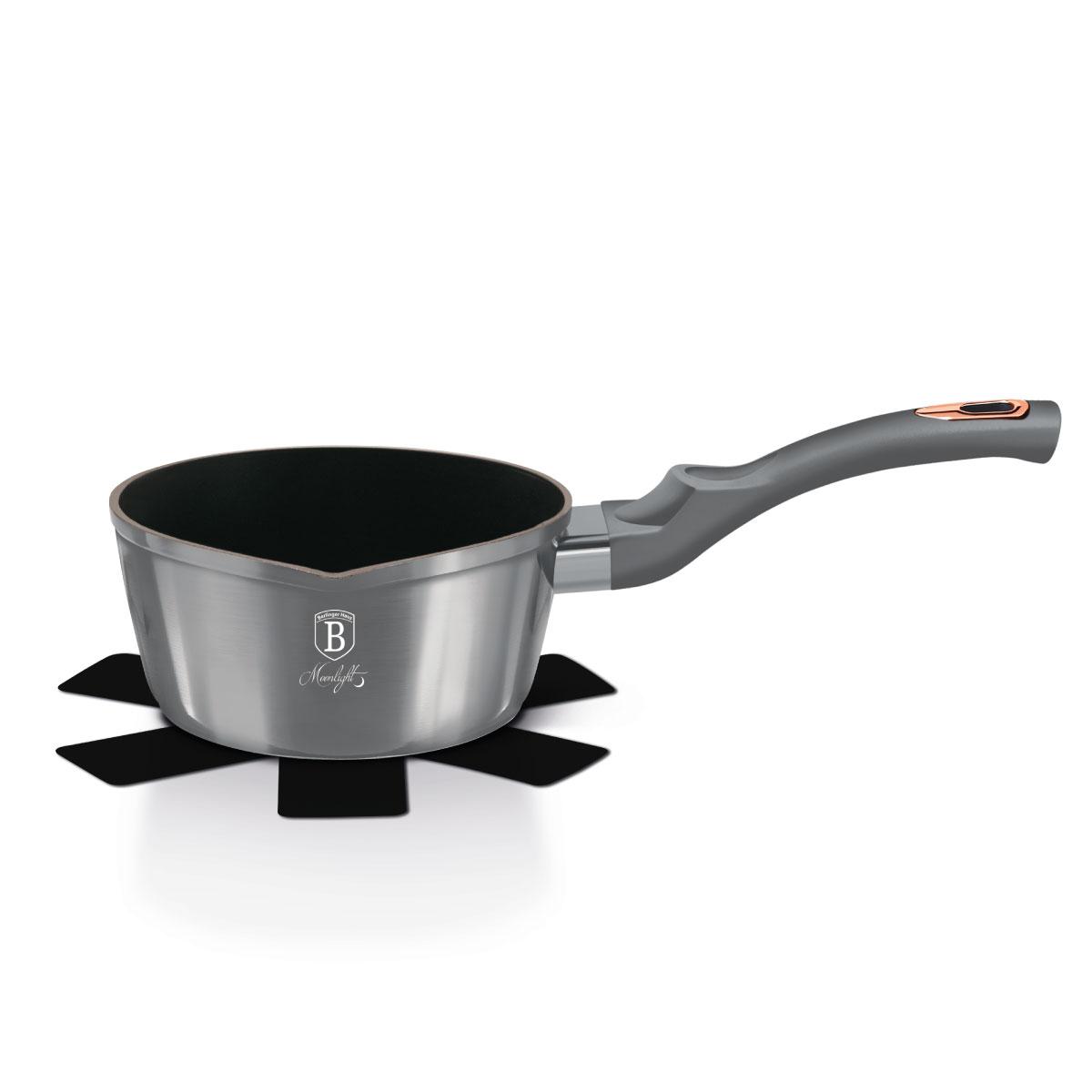 مقلاة عميقة مع قاعدة حامية المنيوم 16 سم 1.2 لتر صناعة المجر رمادي بيرلنجر هاوس Berlinger Haus Sauce Pan with Protector Moonlight Collection Forged