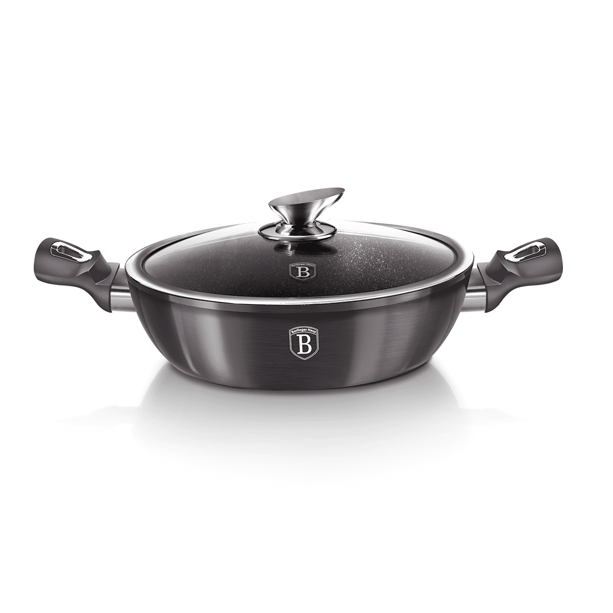 Berlinger Haus Shallow Pot with 32 cm Lid Metallic Line Carbon Pro Collection Grey Forged Aluminium