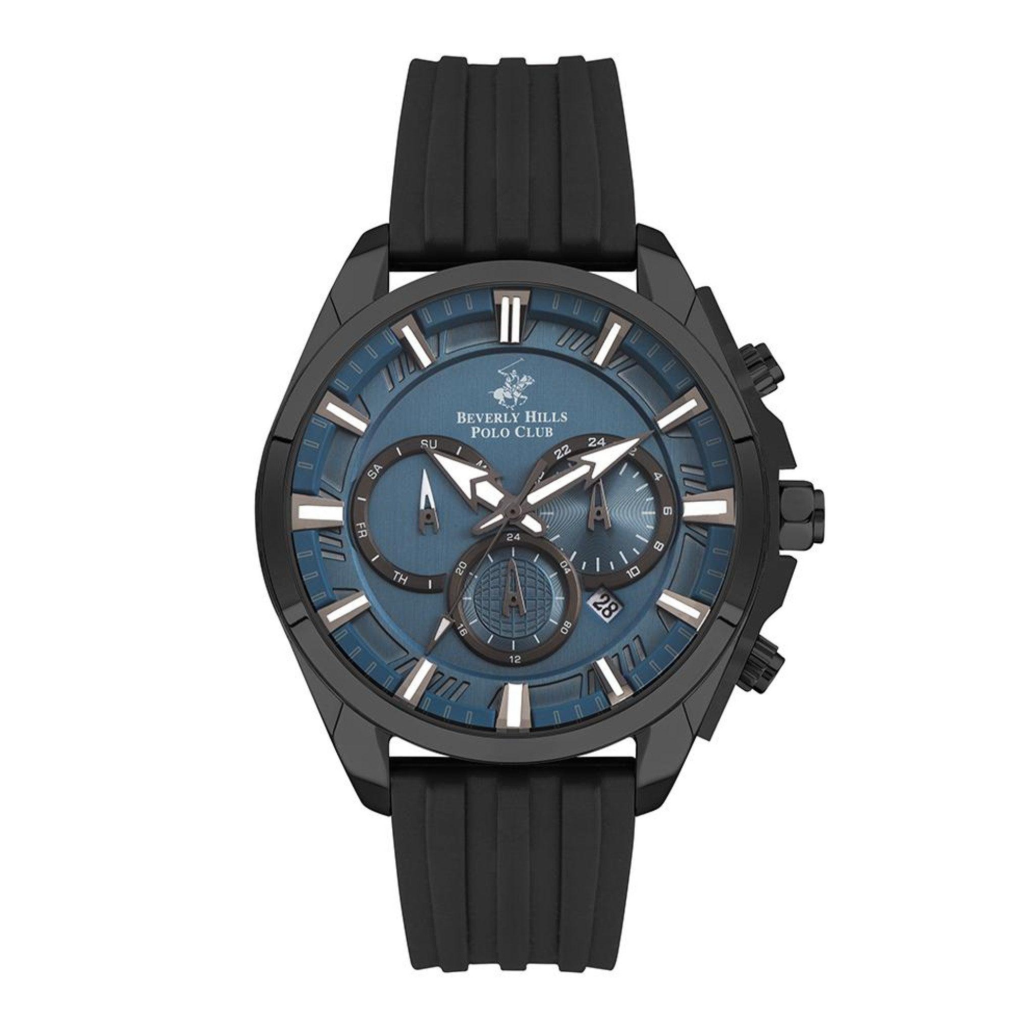 ساعة بيفرلي هيلز بولو كلوب للرجال متعددة الوظائف بمينا باللون الازرق الداكن Beverly Hills Polo Club Men's Multi Function Dark Blue 7699c Vpattern Dial Watch - Bp3267x.691