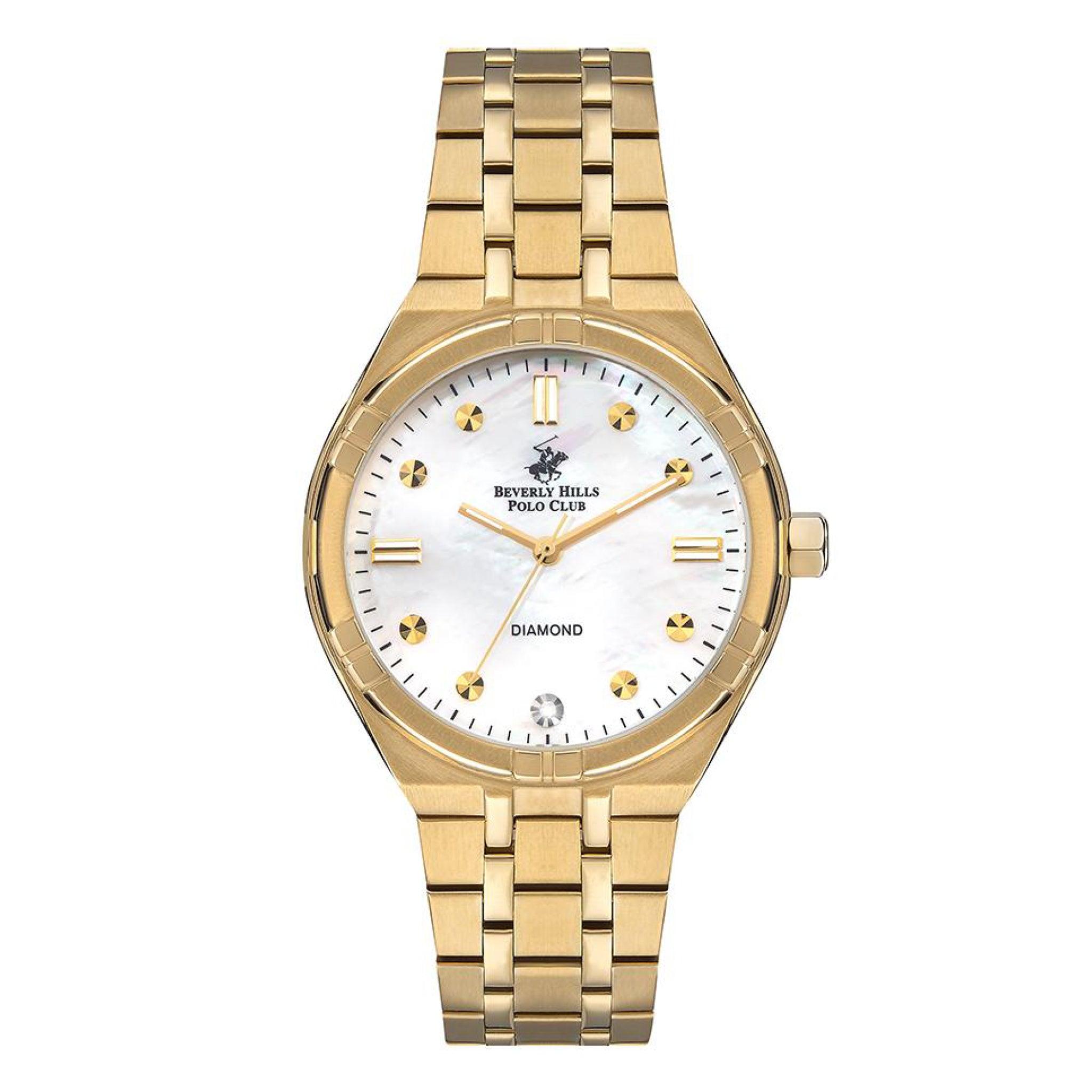 ساعة بيفرلي هيلز بولو كلوب للنساء بمينا ممسحة بيضاء Beverly Hills Polo Club Women's Analog White Mop Dial Watch - Bp3274x.120