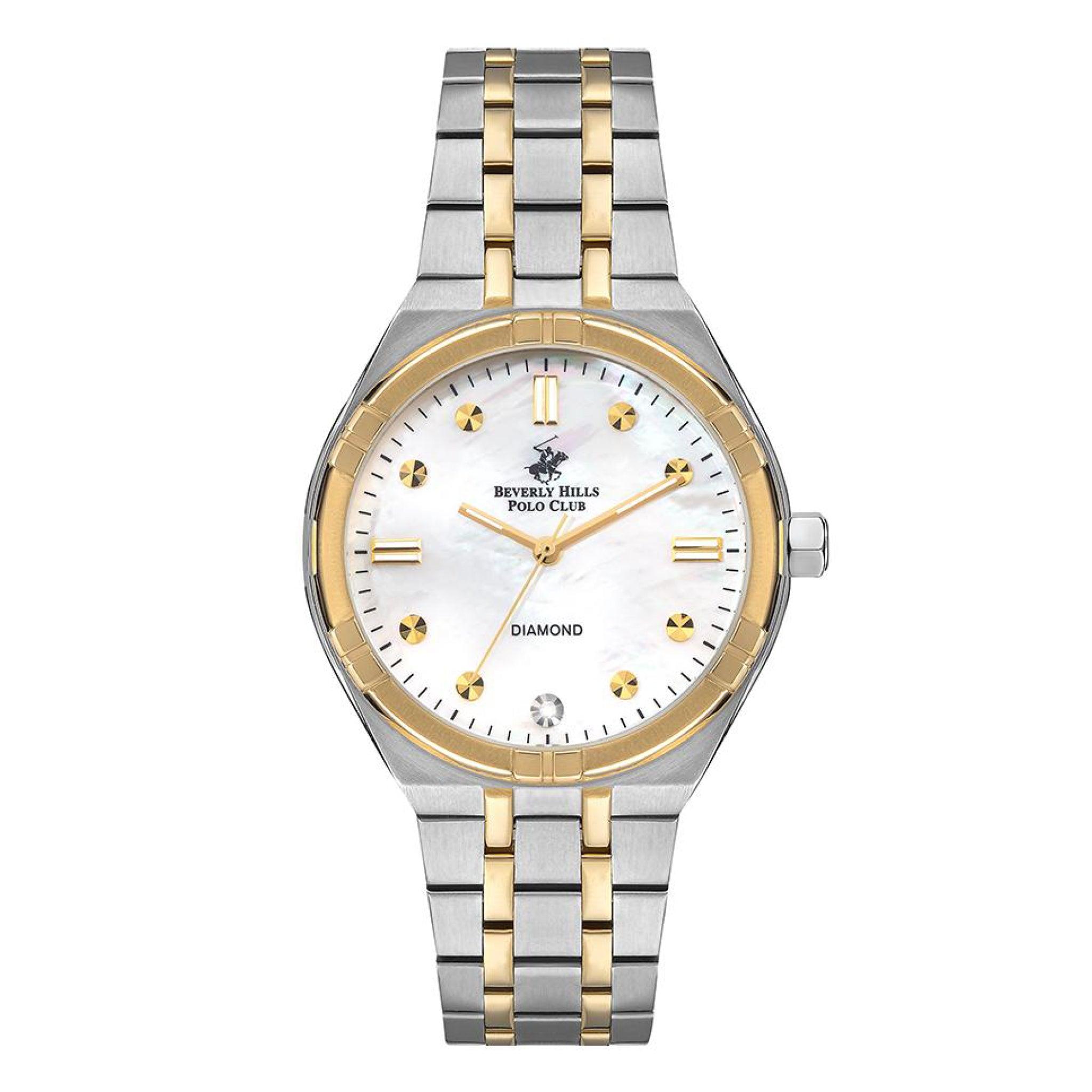 ساعة بيفرلي هيلز بولو كلوب انالوج نسائية بمينا أبيض Beverly Hills Polo Club Women's Analog White Mop Dial Watch - Bp3274x.220