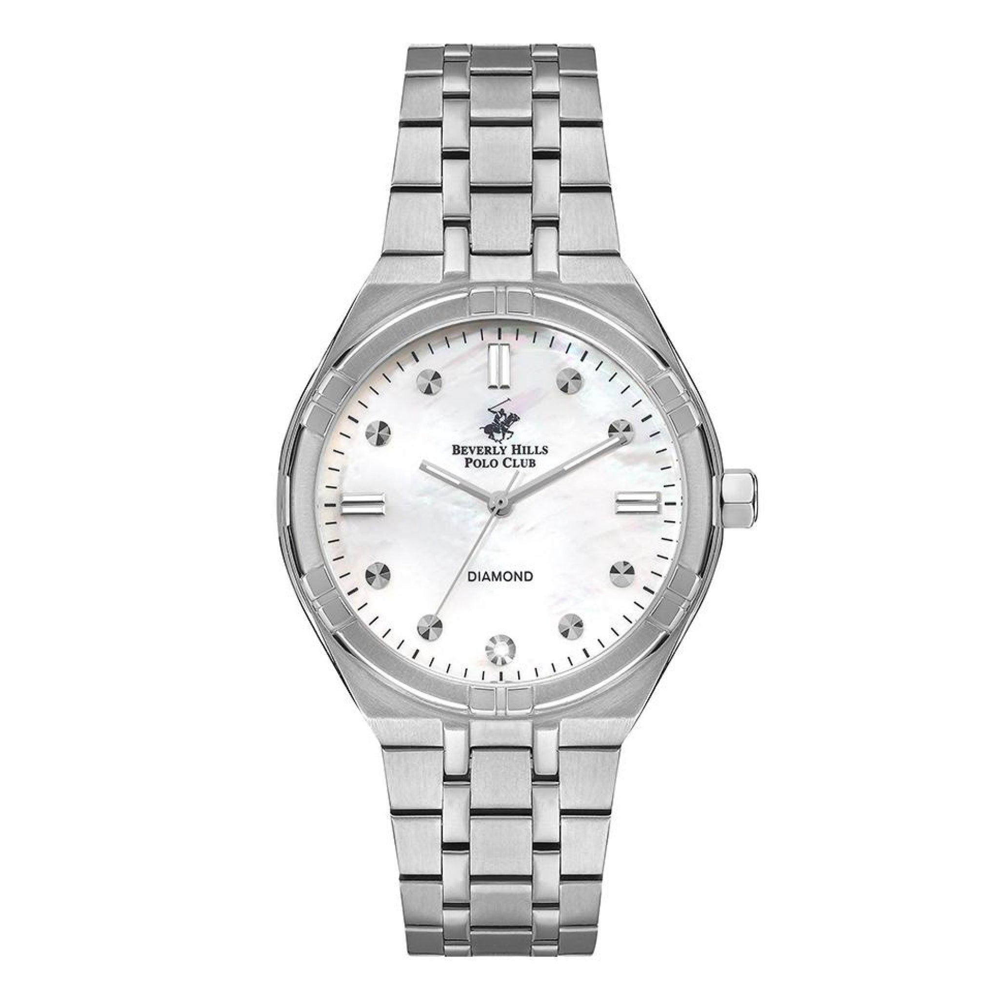 ساعة بيفرلي هيلز بولو كلوب انالوج للنساء بمينا أبيض Beverly Hills Polo Club Women's Analog White Mop Dial Watch - Bp3274x.320