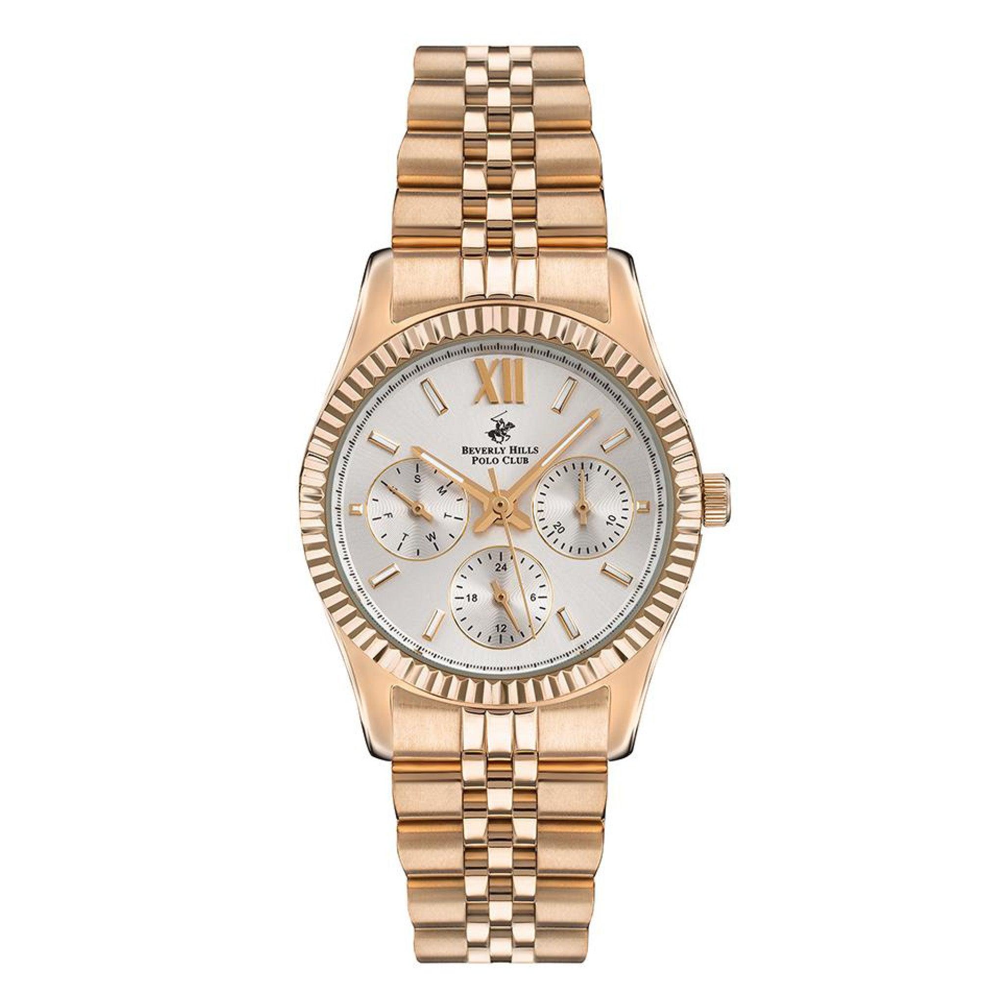 ساعة بيفرلي هيلز بولو كلوب انالوج كاجوال عملية للنساء بمينا فضي اللون Beverly Hills Polo Club Women's Multi Function Silver Dial Watch - Bp3169c.430