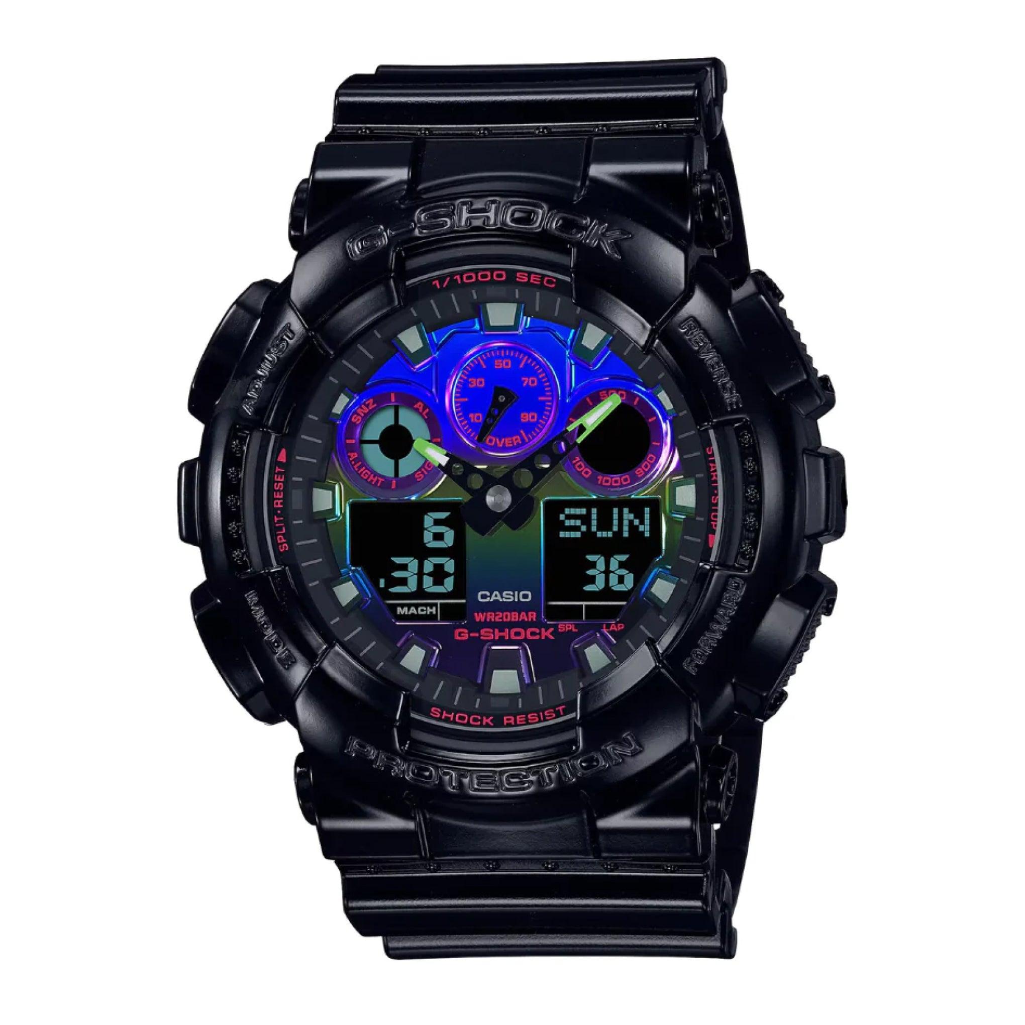 ساعات كاسيو جي شوك رجالية 5.1 سم رقمية أسود أنالوغ  Casio G-Shock Ga-100rgb-1adr Analog Digital Men's Watch Black