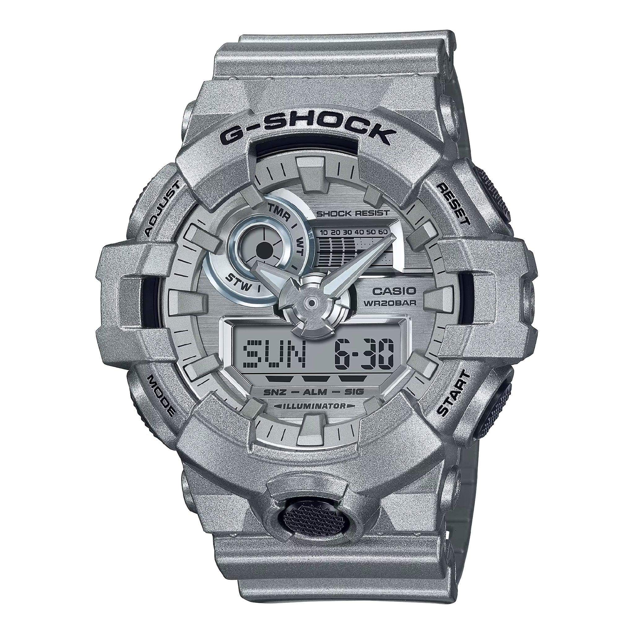 ساعات جي شوك رجالية 53.4 ملم رقمية فضي كوارتز أنالوغ Casio G-Shock Men's Analog Digital Quartz Watch Ga-700ff-8adr