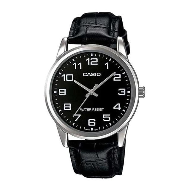 ساعة كاسيو للرجال بمينا اسود وحزام جلدي Casio Men's Black Dial Leather Band Watch Mtp-V001l-1budf - SW1hZ2U6MTgzNjk3Nw==