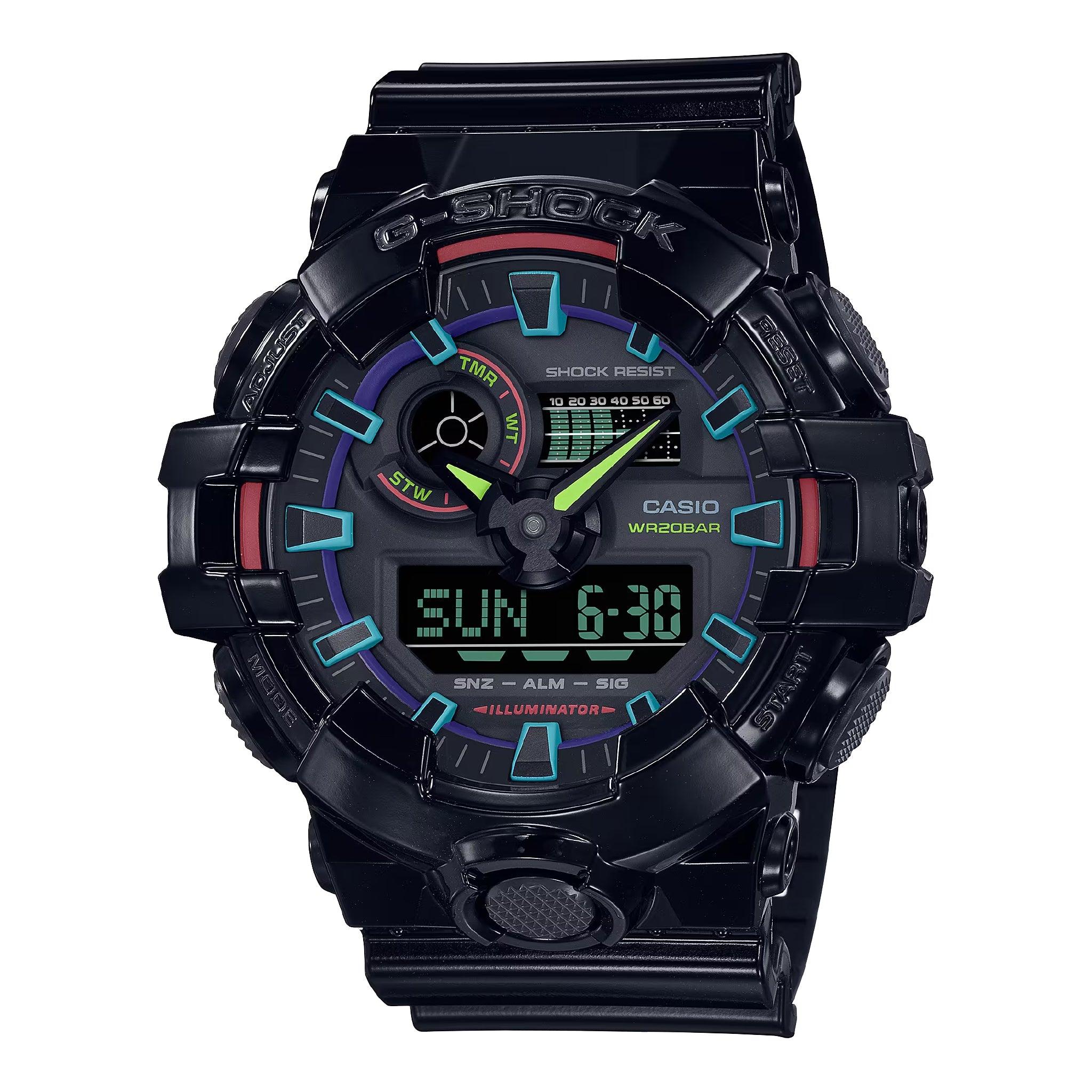 ساعات كاسيو جي شوك رجالية 53.4 ملم رقمية أسود أنالوغ  Casio Men's G-Shock Analog-Digital Watch Ga-700rgb-1adr
