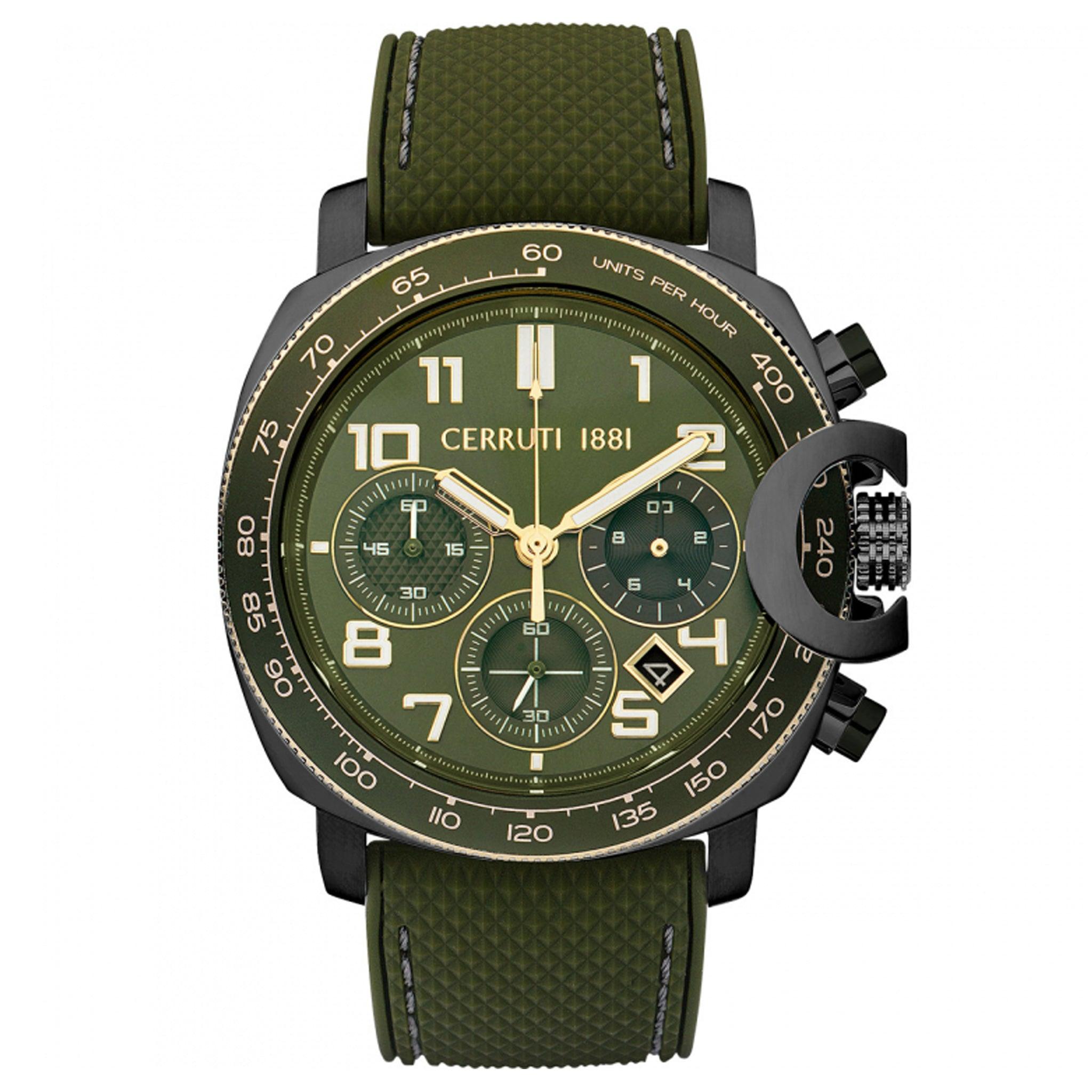 ساعة للرجال قماش اخضر شيروتي Cerruti 1881 Men's Positano Green Analog Watch Ciwgo2206803