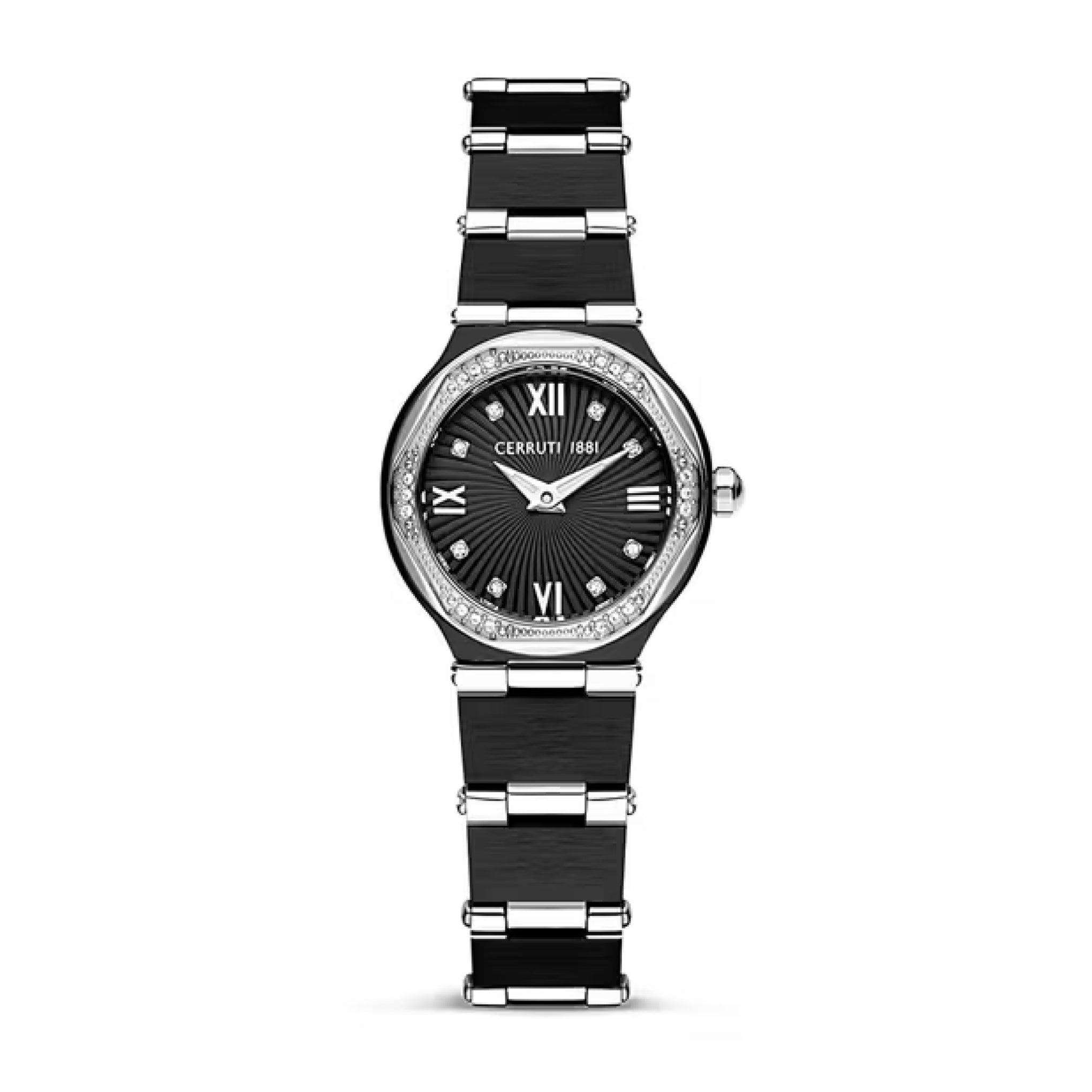 ساعة نسائية ستانلس ستيل اسود داكن شيروتي Cerruti 1881 Women's Analog Black Dial Stainless Steel Watch Ciwlh2225306