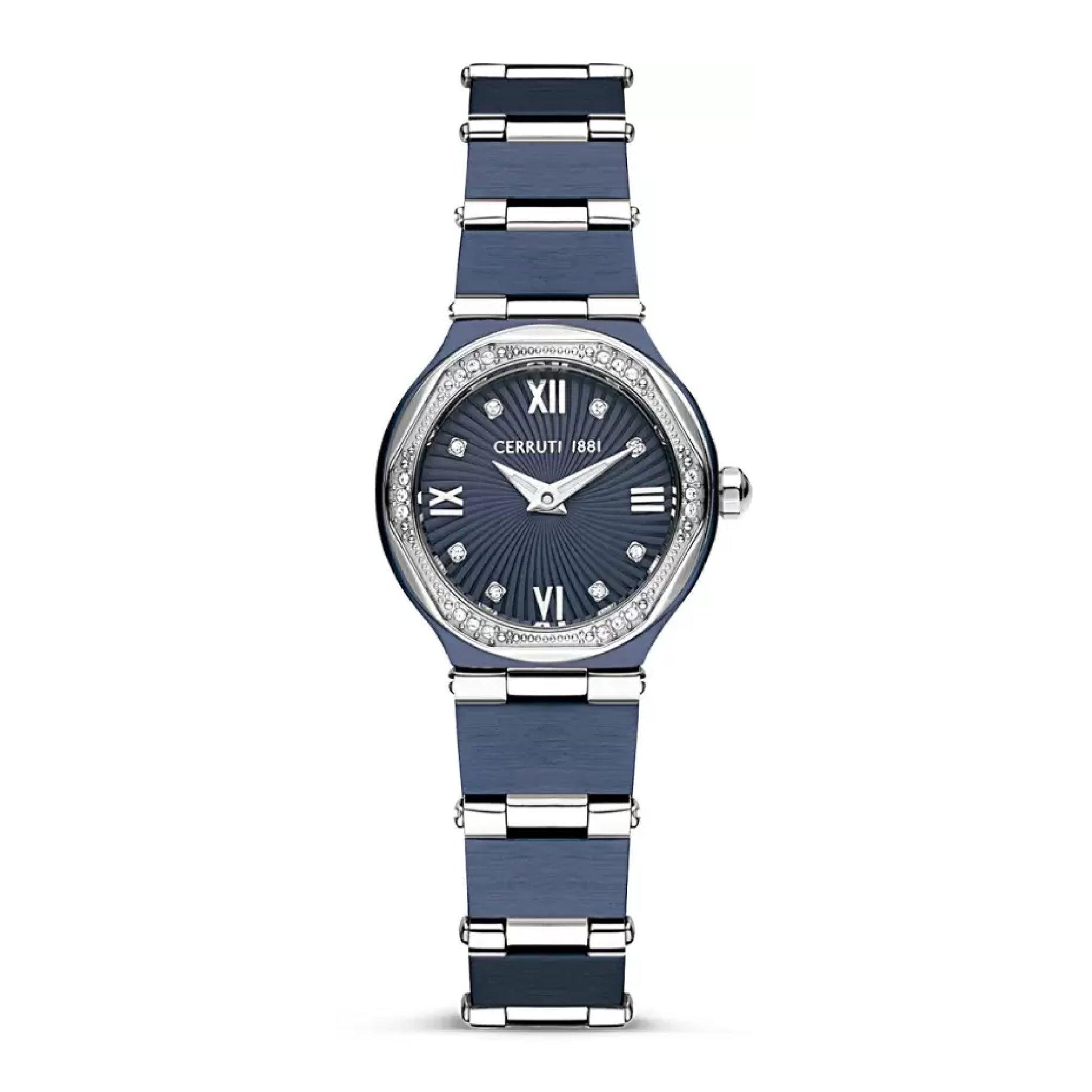 ساعة نسائية ستانلس ستيل ازرق داكن شيروتي Cerruti 1881 Women's Analog Blue Dial Stainless Steel Watch Ciwlh2225305