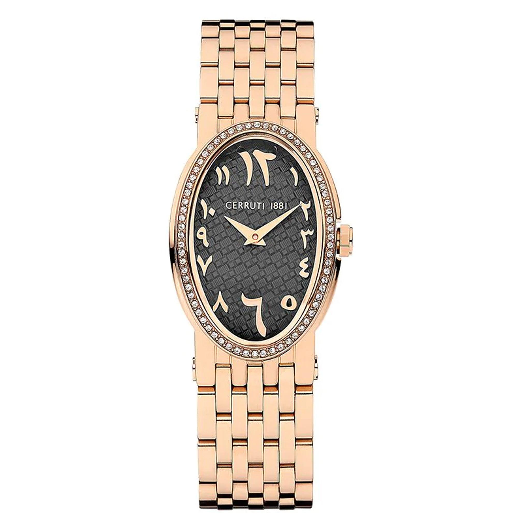 ساعة نسائية بيضوية ستانلس ستيل دهبي شيروتي Cerruti 1881 Women's Norica Rose Gold Analog Watch Ciwlg2206602