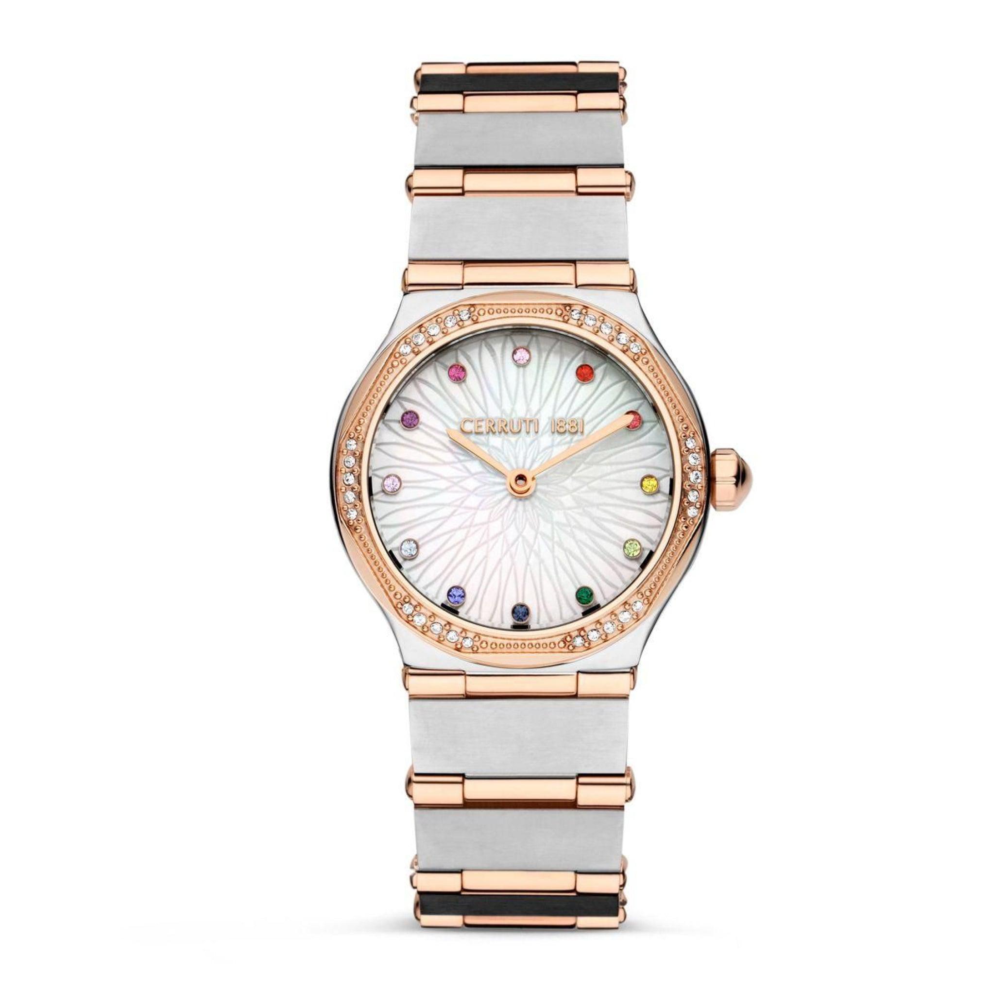 ساعة نسائية ستانلس ستيل فضي دهبي شيروتي Cerruti 1881 Women's Rendinara Contemporary Two Tone Watch Ciwlg0008401