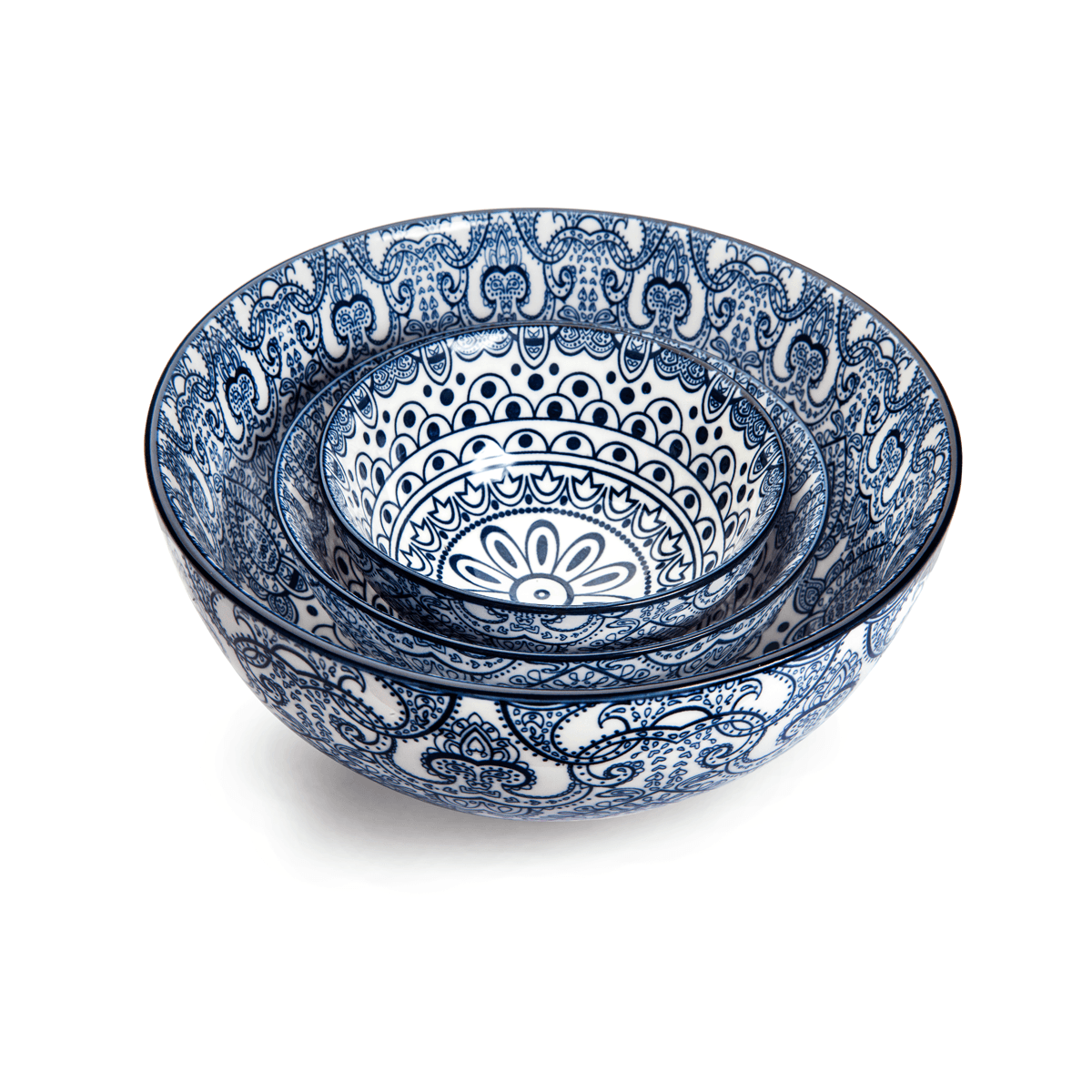 Che Brucia Arabesque Blue Porcelain Bowl 10.1 cm / 4" Blue Ivory Porcelain