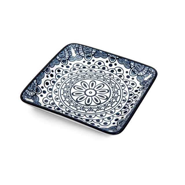 Che Brucia Arabesque Blue Porcelain Desserts Square Plate 12.3 cm / 5" Blue Ivory Porcelain - SW1hZ2U6MTg0NDU3NA==