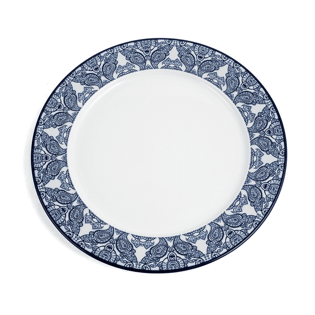 Che Brucia Arabesque Blue Porcelain Flat Plate 30 cm / 12" Blue Ivory Porcelain - SW1hZ2U6MTg0NDc0NA==