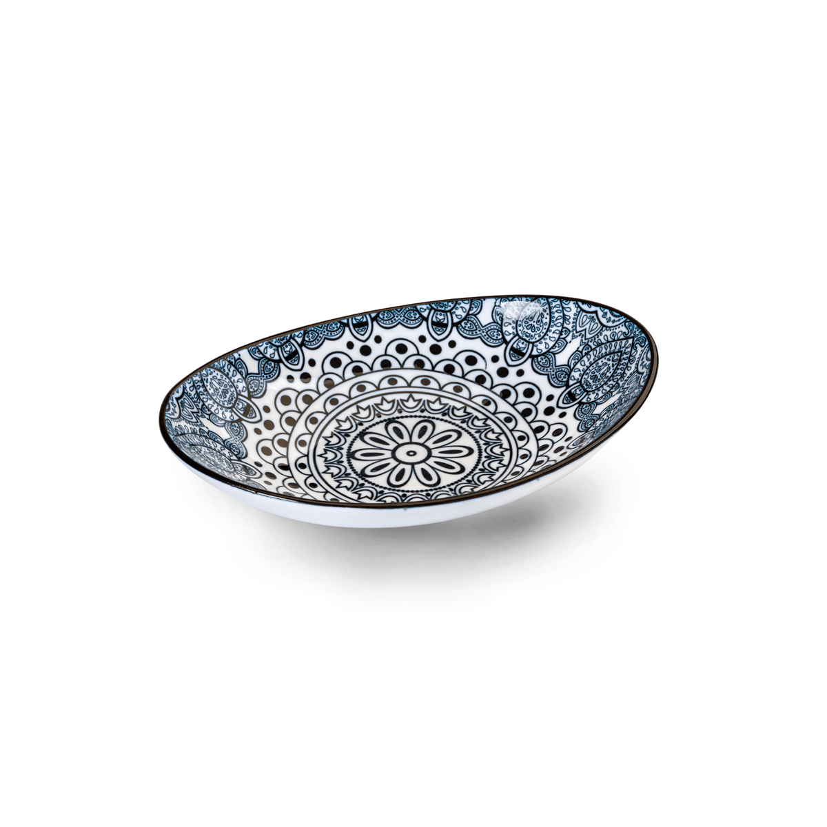 Che Brucia Arabesque Blue Porcelain Oval Bowl 17.75 cm / 7 " Blue Ivory Porcelain