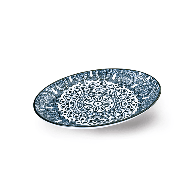 Che Brucia Arabesque Blue Porcelain Oval Plate 20 cm / 8" Blue Ivory Porcelain - SW1hZ2U6MTg0NDYwMQ==