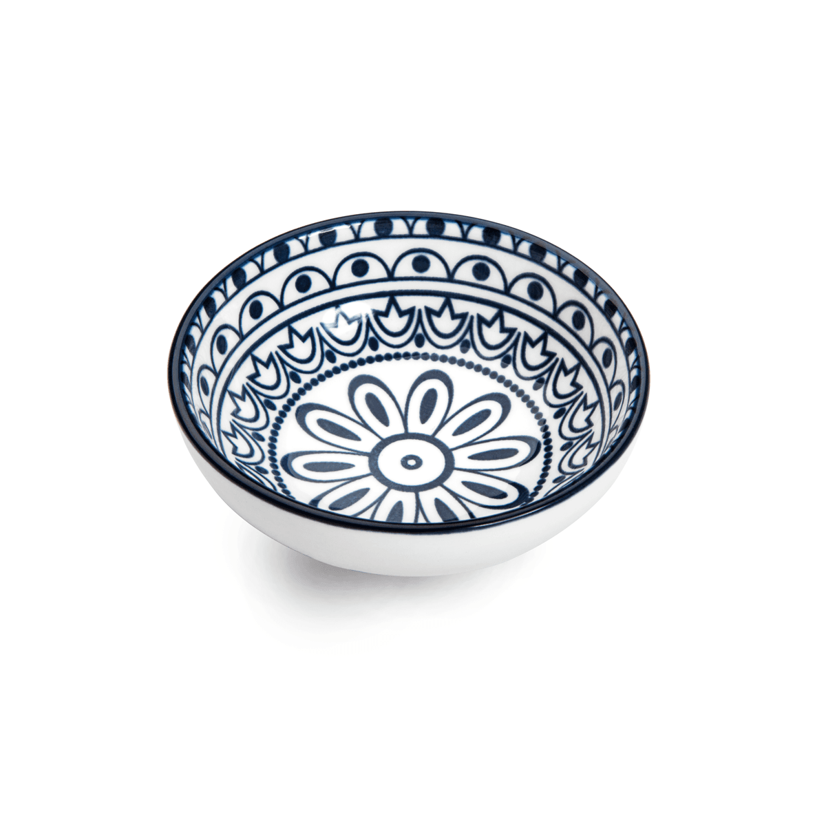 Che Brucia Arabesque Blue Porcelain Round Dish 13 cm / 5" Blue Ivory Porcelain