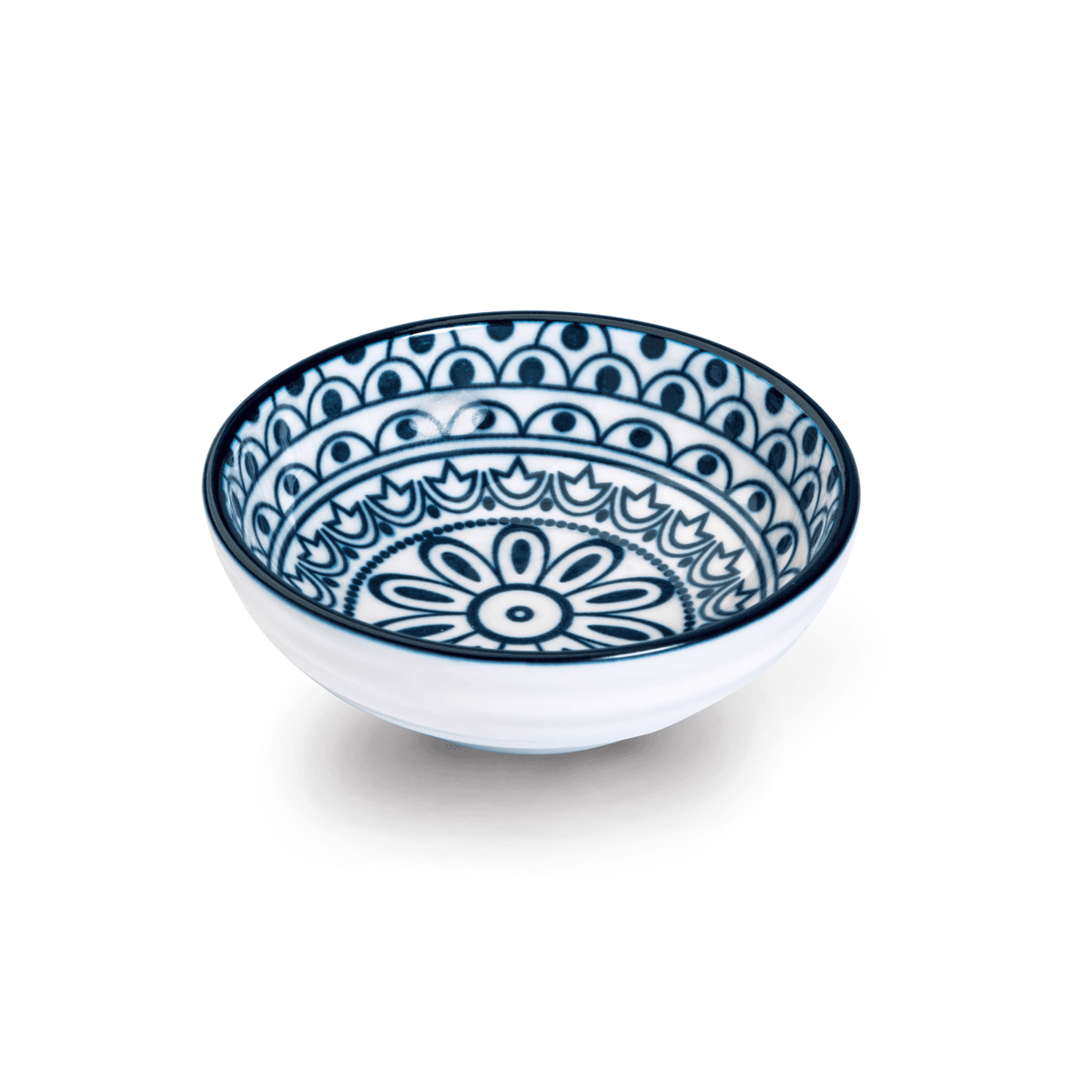Che Brucia Arabesque Blue Porcelain Round Dish 9 cm /3.5" Blue Ivory Porcelain