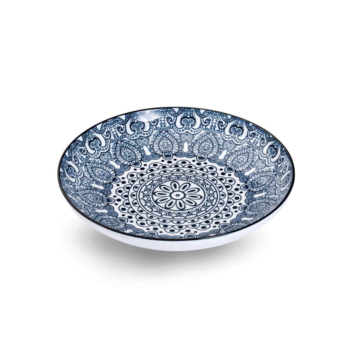 Che Brucia Arabesque Blue Porcelain Soup Plate 20.9 cm / 8" Blue Ivory Porcelain
