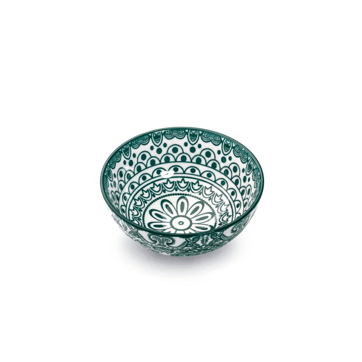 Che Brucia Arabesque Green Porcelain Bowl 10 cm / 4" Green White Porcelain