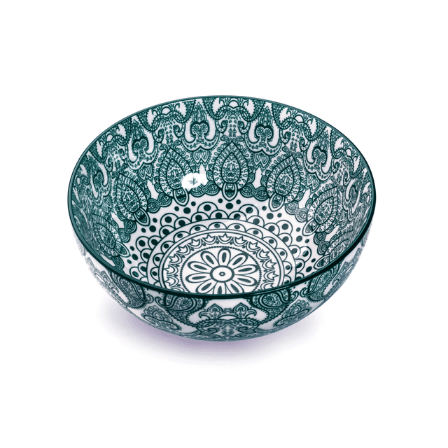 Che Brucia Arabesque Green Porcelain Bowl 17.4 cm/ 7" Green White Porcelain - SW1hZ2U6MTg0NDY2NQ==