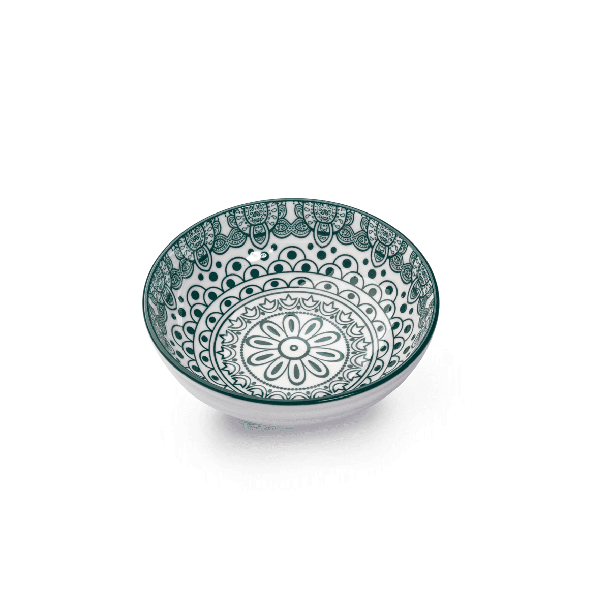 Che Brucia Arabesque Green Porcelain Round Dish 13 cm / 5" Green White Porcelain