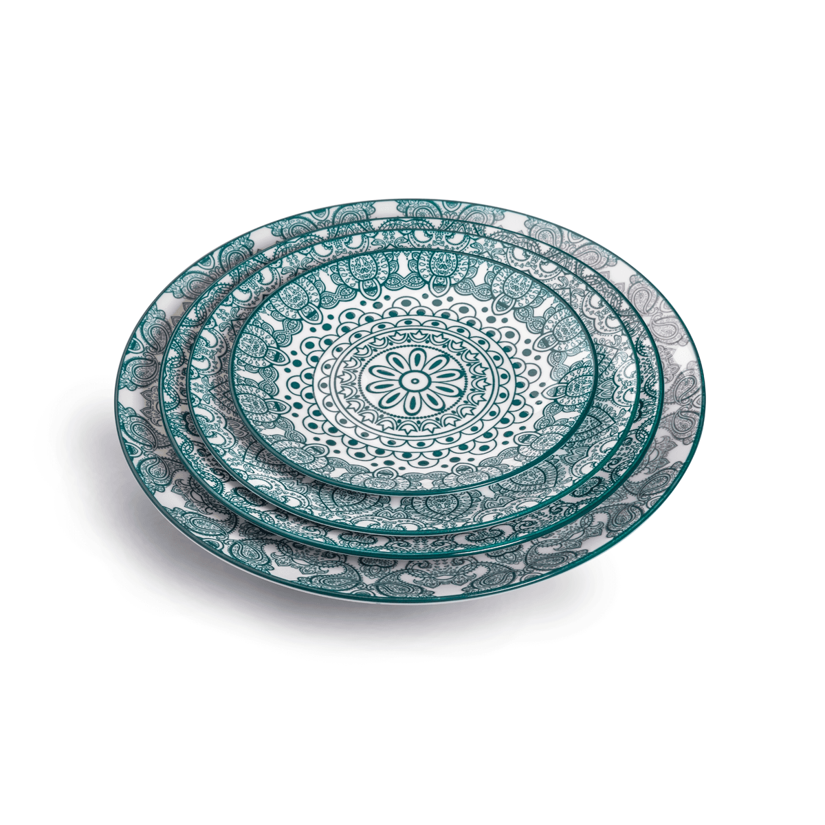 صحن تقديم دائري بورسلان 16.5 سم أخضر  أبيض شي بروشي Che Brucia Arabesque Porcelain Round Plate