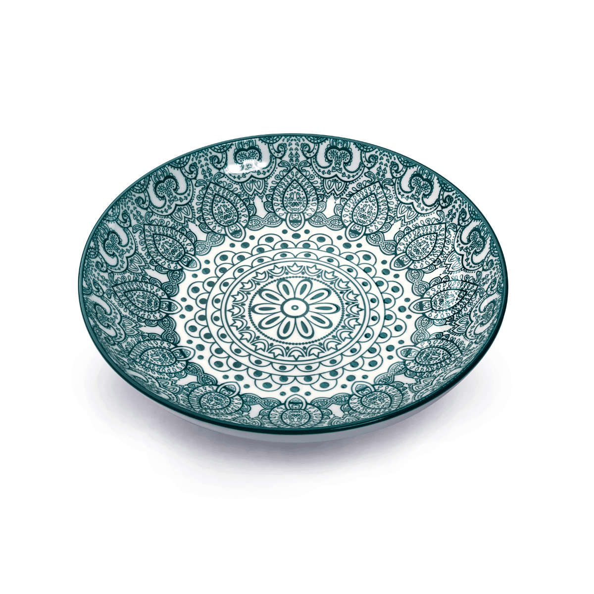 Che Brucia Arabesque Green Porcelain Soup Plate 20.9 cm / 8" Green White Porcelain