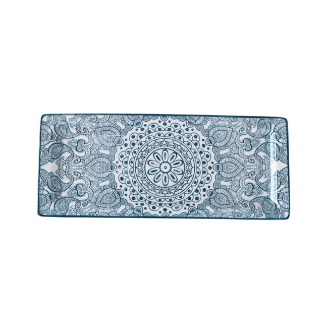 Che Brucia Arabesque Green Rectangular Plate 29 cm X 12 cm Green Ivory Porcelain - SW1hZ2U6MTg0NDg0MQ==